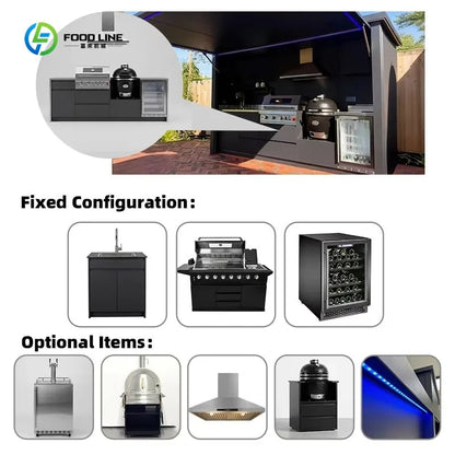 Stainless Steel Outdoor Kitchen Pod, Modular Weatherproof BBQ Shelter, XT-01