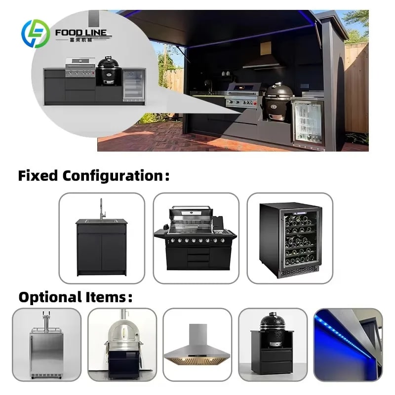 Stainless Steel Outdoor Kitchen Pod, Modular Weatherproof BBQ Shelter, XT-01