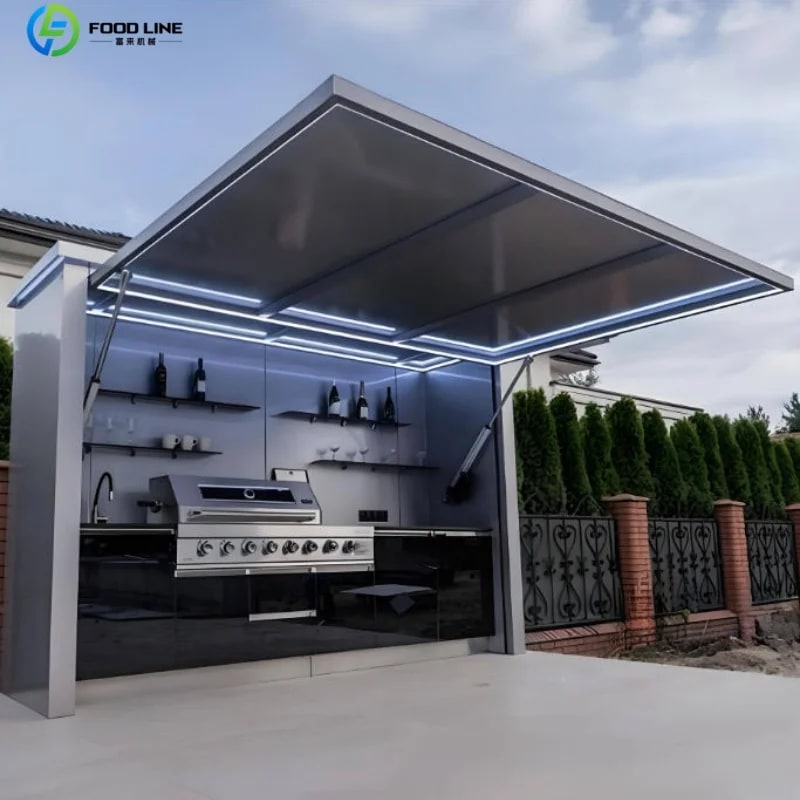 Stainless Steel Outdoor Kitchen Pod, Modular Weatherproof BBQ Shelter, XT-01 - Style24 Customized