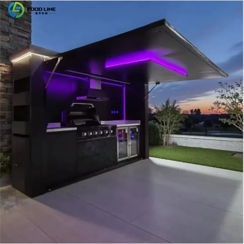 Stainless Steel Outdoor Kitchen Pod, Modular Weatherproof BBQ Shelter, XT-01 - Style6 Customized