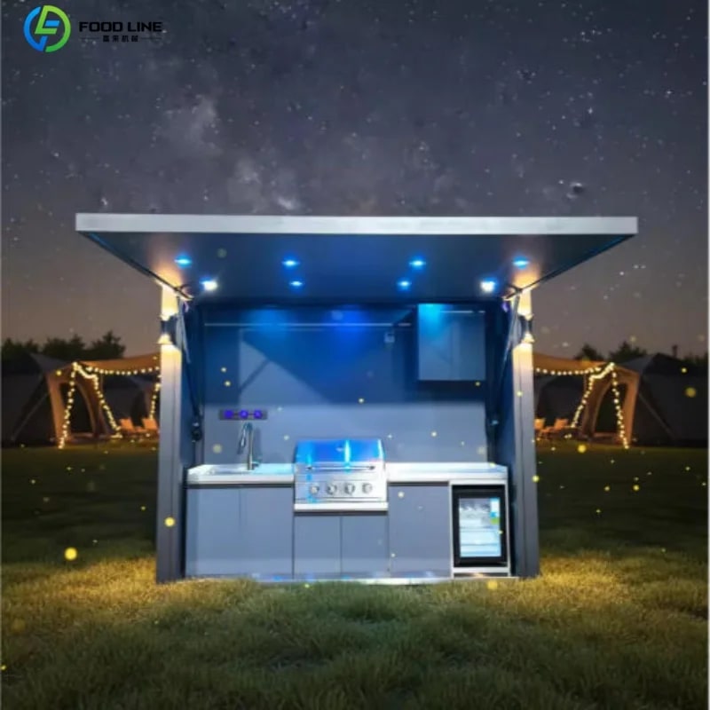 Stainless Steel Outdoor Kitchen Pod, Modular Weatherproof BBQ Shelter, XT-01 - Style14 Customized