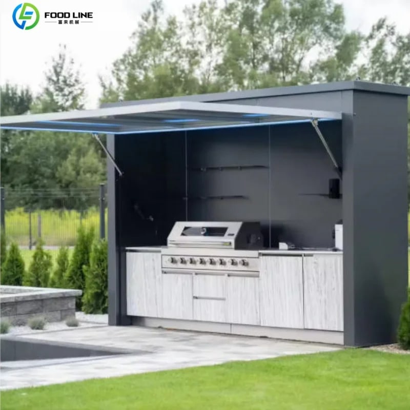 Stainless Steel Outdoor Kitchen Pod, Modular Weatherproof BBQ Shelter, XT-01 - Style13 Customized
