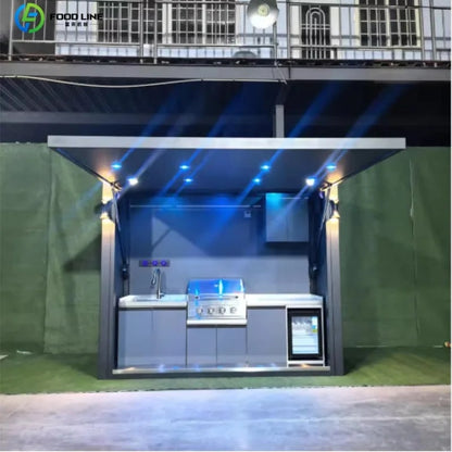 Stainless Steel Outdoor Kitchen Pod, Modular Weatherproof BBQ Shelter, XT-01 - Style16 Customized