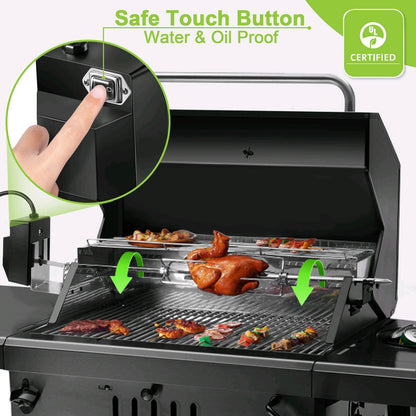 Electric Rotisserie Grill Kit, Stainless Steel, 4W Motor, 15kg Capacity, Plug Options