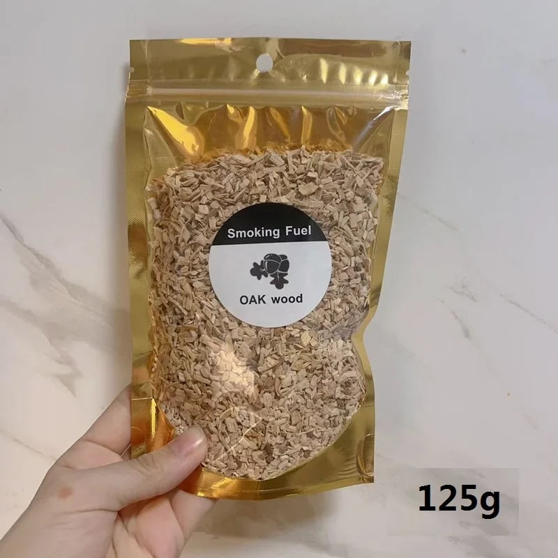 Natural Wood Smoker Chips 60g, 125g or 250g for BBQ, Smoking and Cooking - 125g oak chips