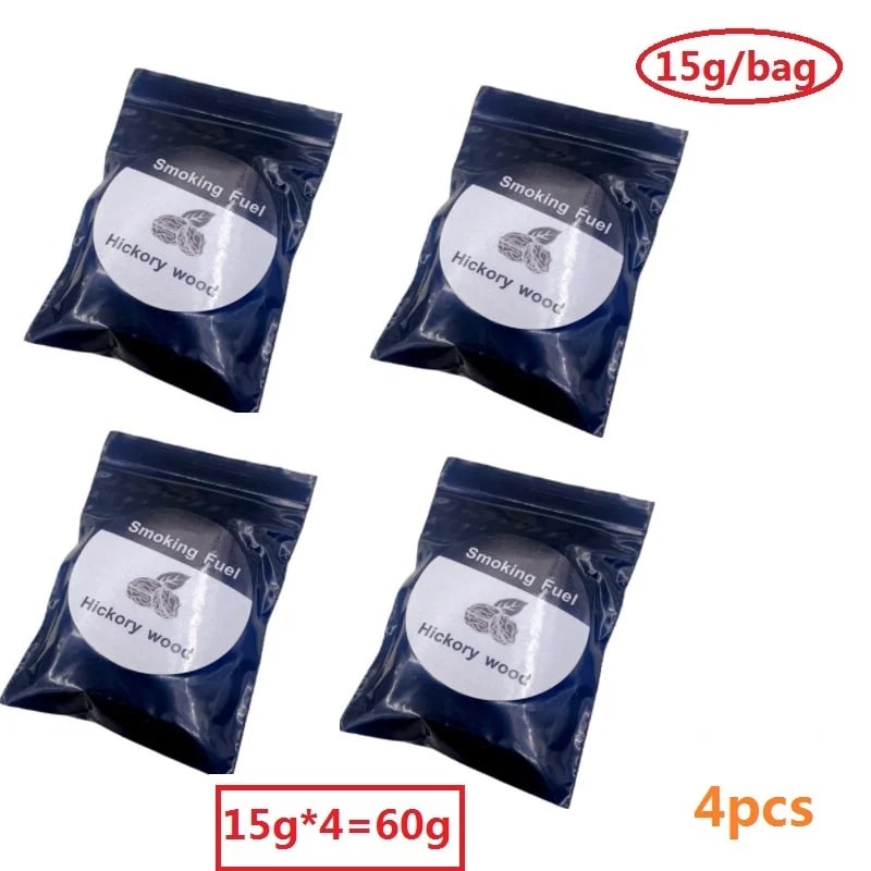 Natural Wood Smoker Chips 60g, 125g or 250g for BBQ, Smoking and Cooking - 60g hickory chips