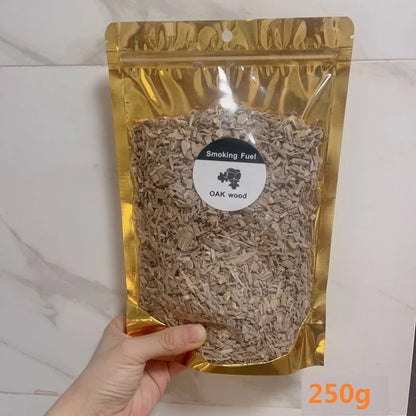 Natural Wood Smoker Chips 60g, 125g or 250g for BBQ, Smoking and Cooking - 250g oak chips