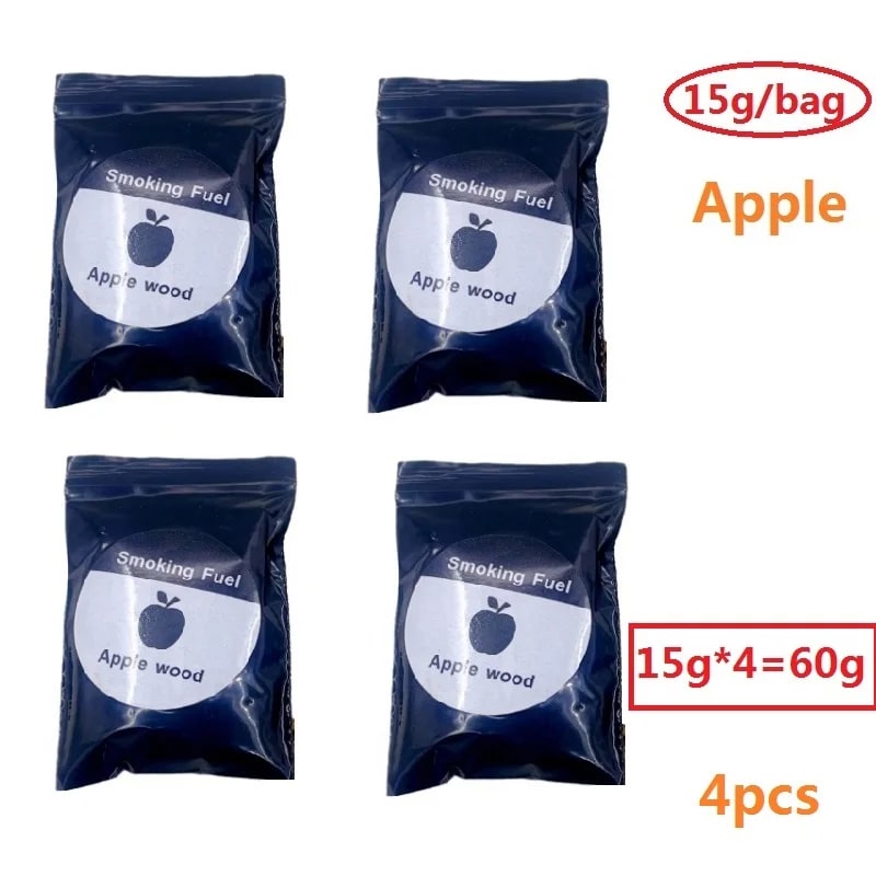 Natural Wood Smoker Chips 60g, 125g or 250g for BBQ, Smoking and Cooking - 60g apple chips