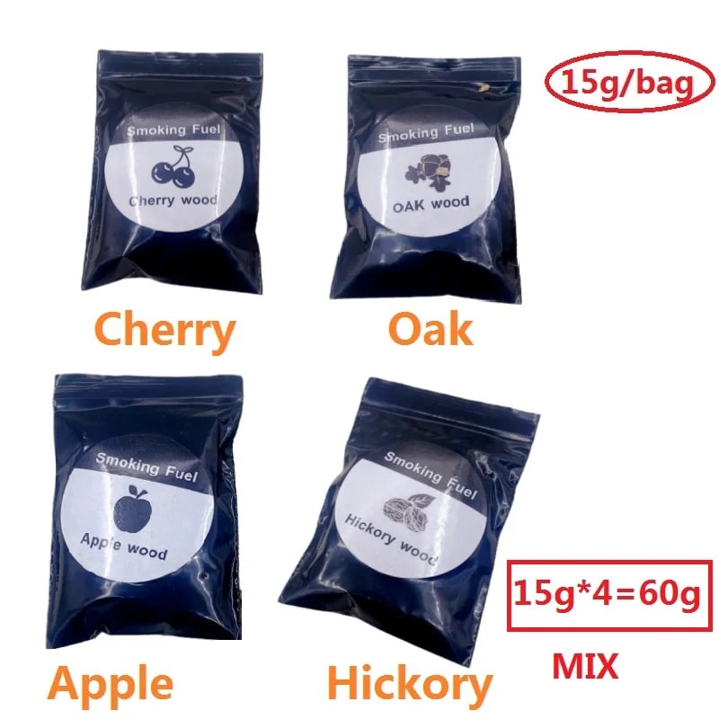 Natural Wood Smoker Chips 60g, 125g or 250g for BBQ, Smoking and Cooking - 60g mix chips