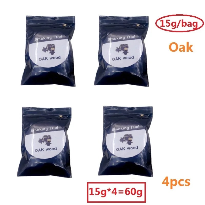 Natural Wood Smoker Chips 60g, 125g or 250g for BBQ, Smoking and Cooking - 60g oak chips