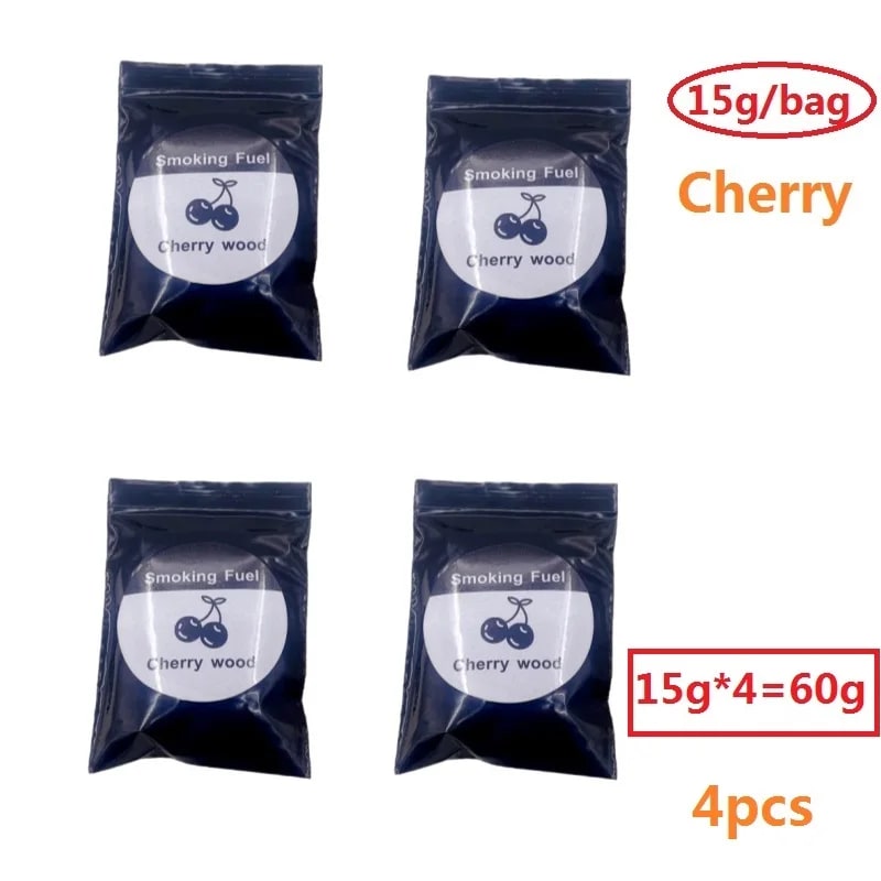 Natural Wood Smoker Chips 60g, 125g or 250g for BBQ, Smoking and Cooking - 60g cherry chips