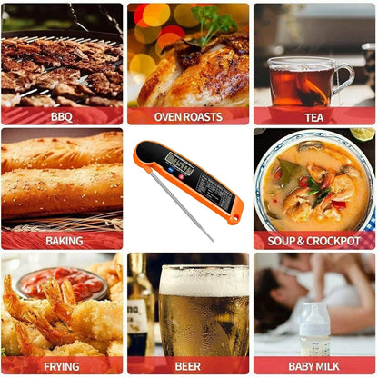 Digital Food Thermometer with Foldable 304 Stainless Steel Probe, -50 to 300°C