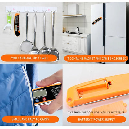 Digital Food Thermometer with Foldable 304 Stainless Steel Probe, -50 to 300°C