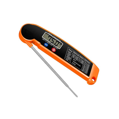 Digital Food Thermometer with Foldable 304 Stainless Steel Probe, -50 to 300°C - Orange