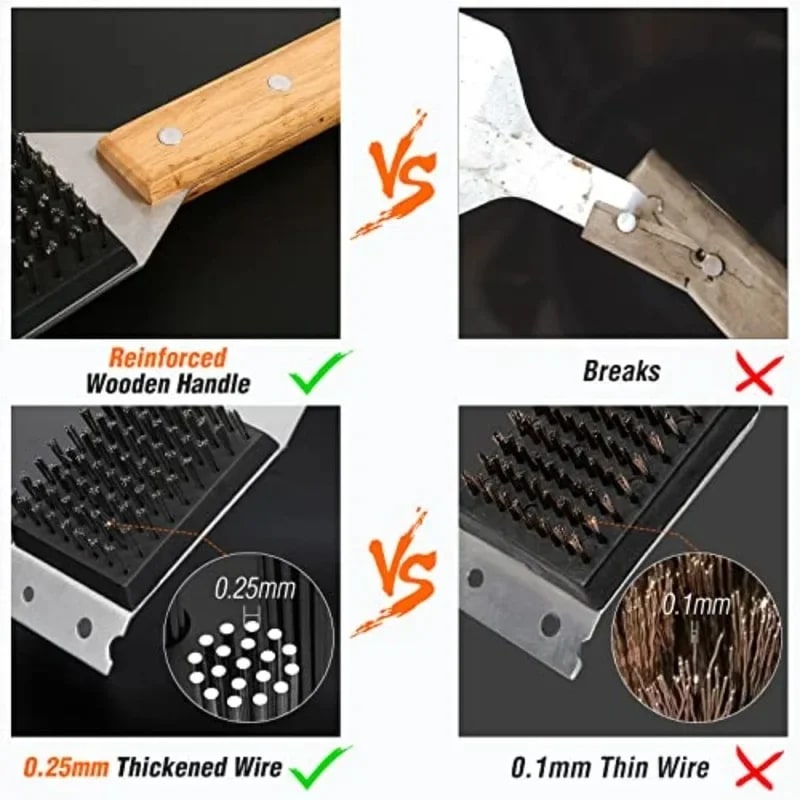 Barbecue Wire Grill Brush with Scraper, 37.5cm Large BBQ Cleaning Tool