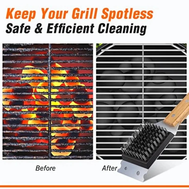 Barbecue Wire Grill Brush with Scraper, 37.5cm Large BBQ Cleaning Tool