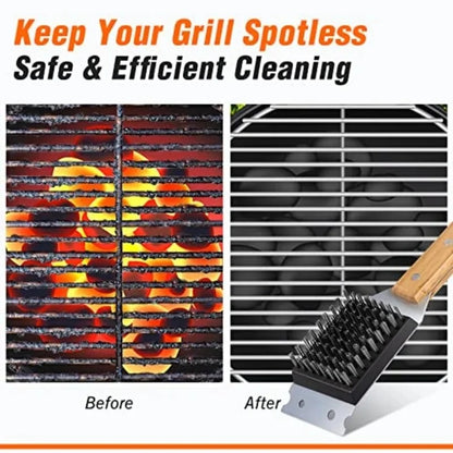 Barbecue Wire Grill Brush with Scraper, 37.5cm Large BBQ Cleaning Tool
