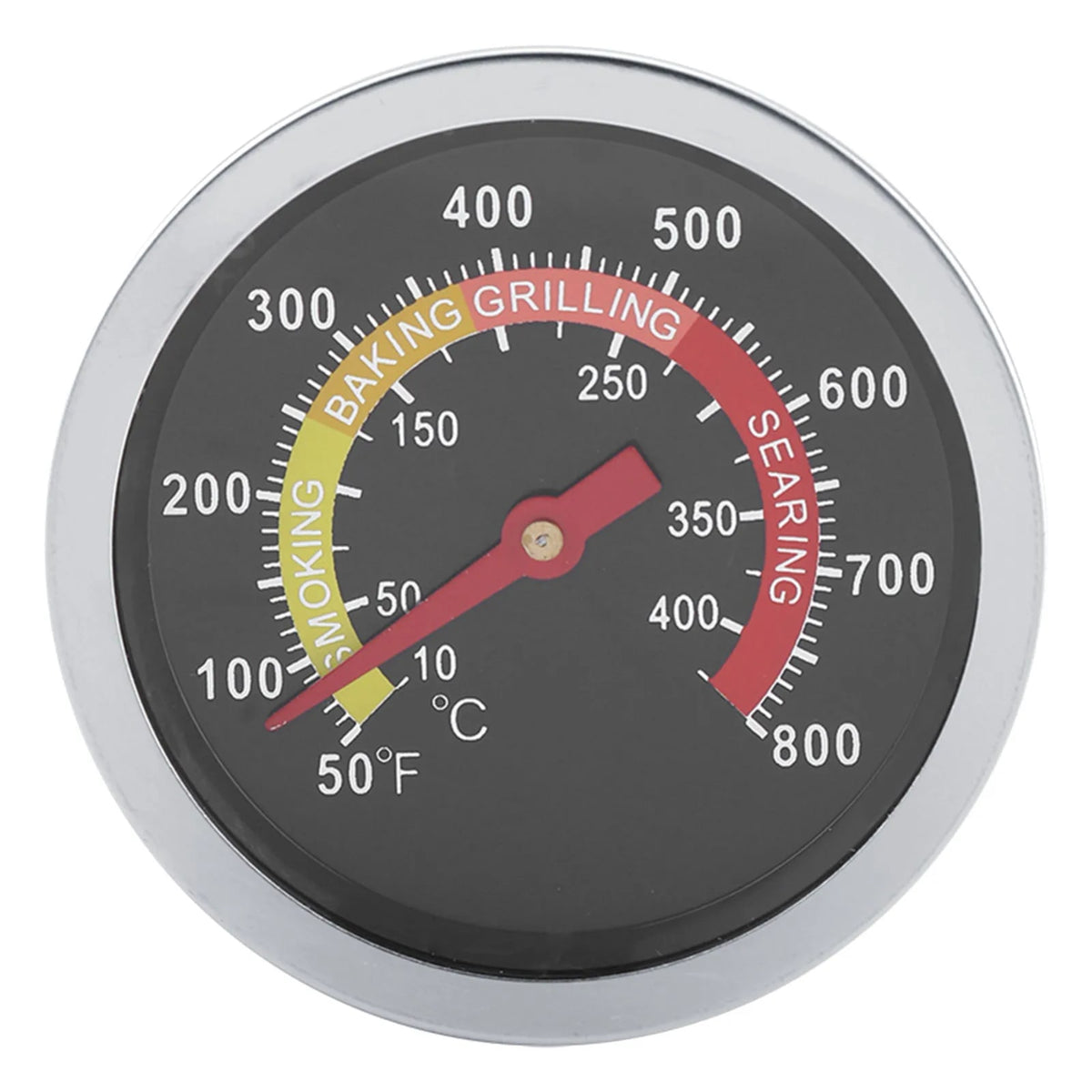 Stainless Steel BBQ Thermometer with Tempered Glass Dial, M10 Thread