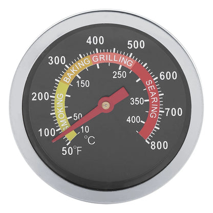 Stainless Steel BBQ Thermometer with Tempered Glass Dial, M10 Thread