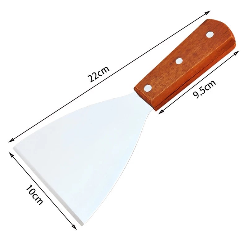 Stainless Steel Spatula Turner with Wooden Handle, 22cm, 2 Pack for BBQ & Griddle