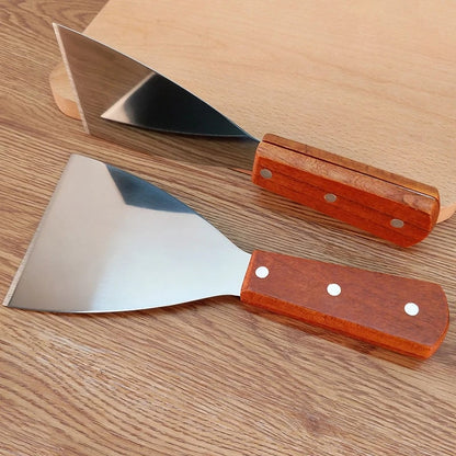 Stainless Steel Spatula Turner with Wooden Handle, 22cm, 2 Pack for BBQ & Griddle