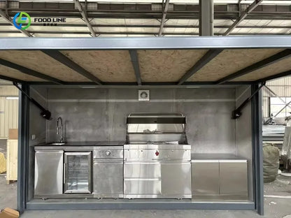Modular Natural Gas Outdoor Kitchen with Shed, 304 Stainless Steel BBQ Cabinet