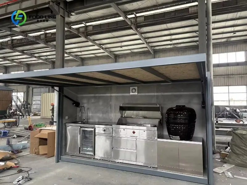 Modular Natural Gas Outdoor Kitchen with Shed, 304 Stainless Steel BBQ Cabinet