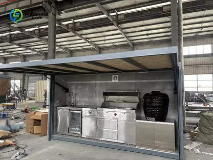 Modular Natural Gas Outdoor Kitchen with Shed, 304 Stainless Steel BBQ Cabinet