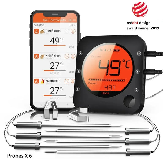 Xinsio BF-5 Bluetooth Digital Meat Thermometer with 1, 2, 4 or 6 Probes