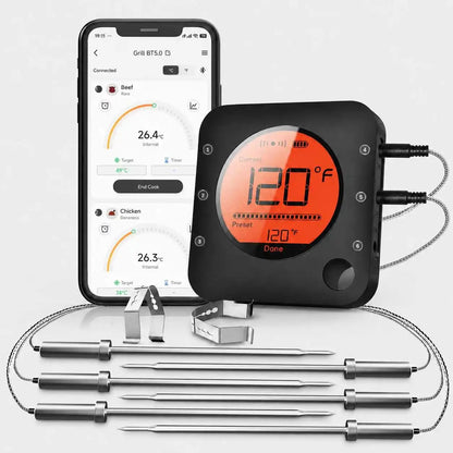 Xinsio BF-5 Bluetooth Digital Meat Thermometer with 1, 2, 4 or 6 Probes - 6 Probe