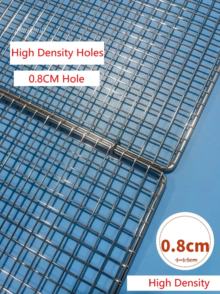 Square Metal BBQ Grill Basket with Long Handle, Detachable Mesh, 6 Sizes