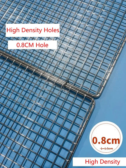 Square Metal BBQ Grill Basket with Long Handle, Detachable Mesh, 6 Sizes