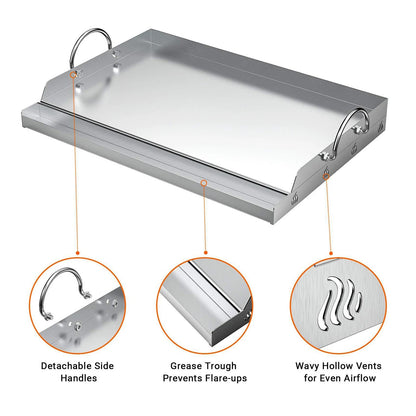Stainless Steel BBQ Griddle Plate Insert 59 x 41 x 7cm for Gas Grills