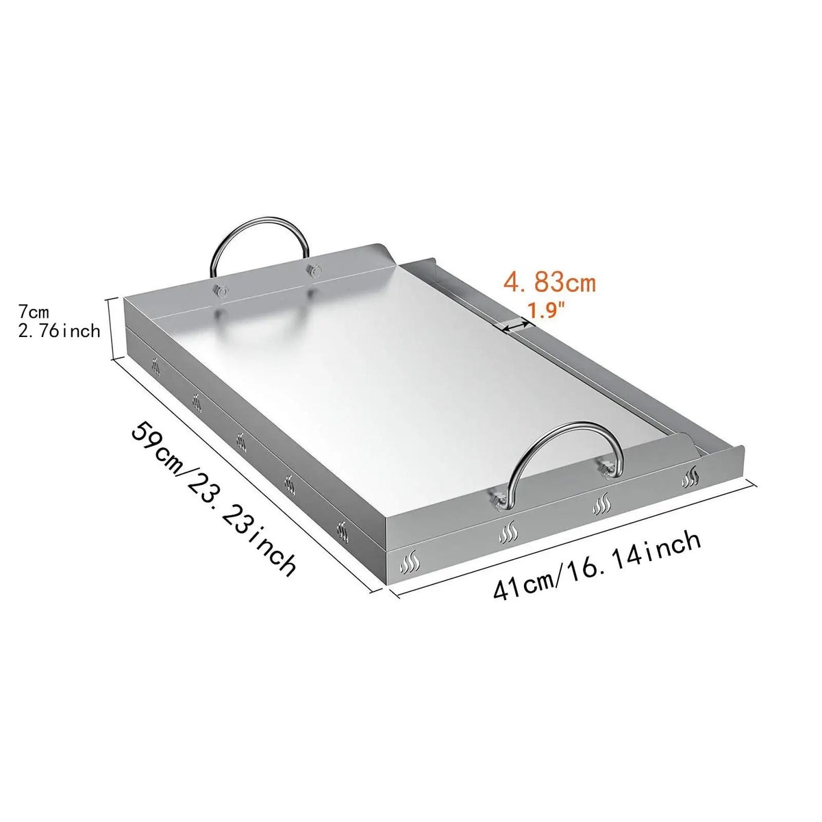 Stainless Steel BBQ Griddle Plate Insert 59 x 41 x 7cm for Gas Grills
