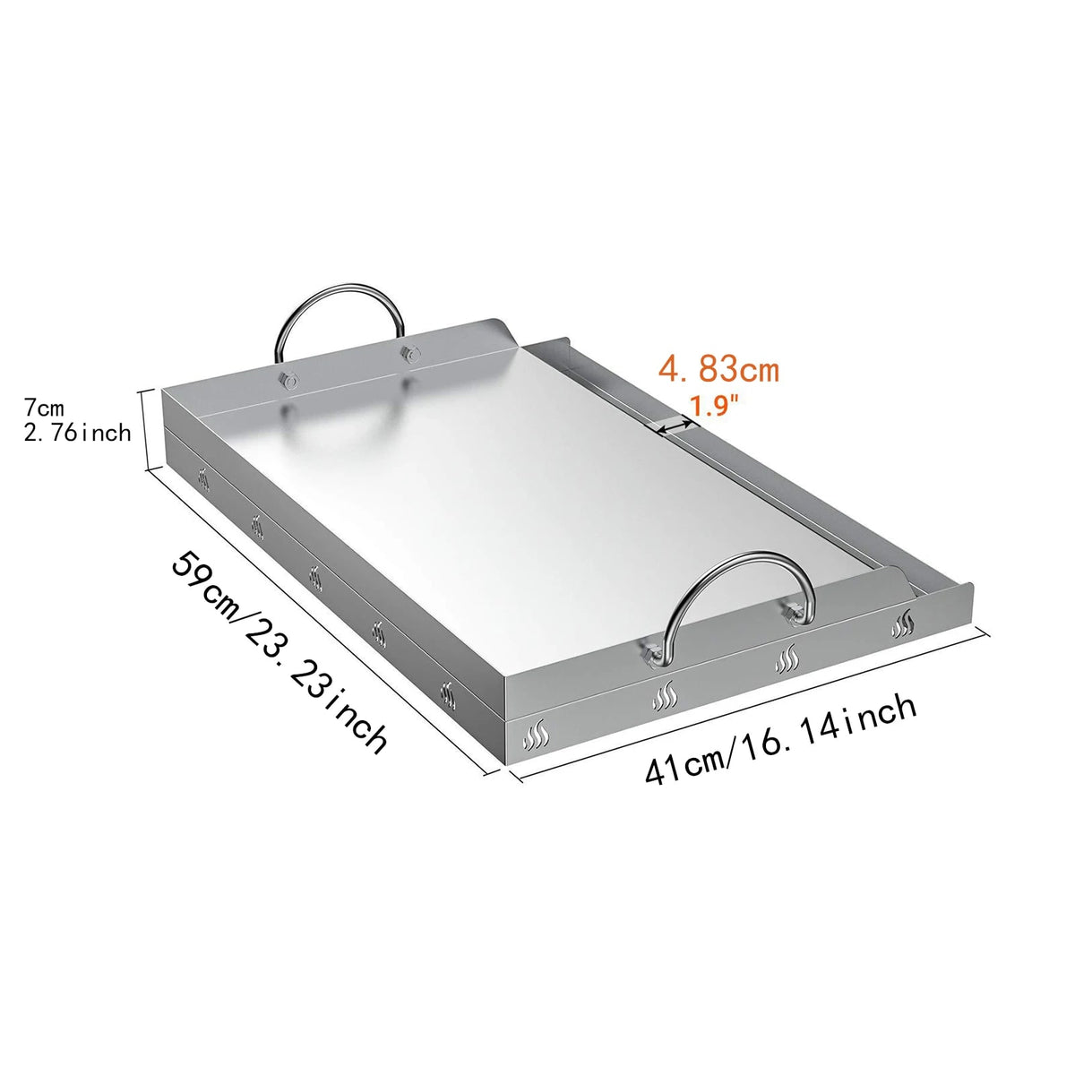 Stainless Steel BBQ Griddle Plate Insert 59 x 41 x 7cm for Gas Grills