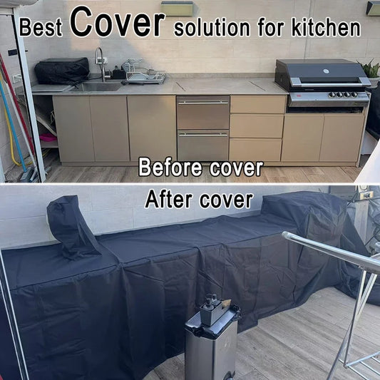 Custom Size Outdoor Kitchen BBQ Cover, 600D Oxford Polyester, Waterproof