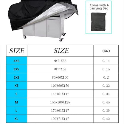 Black Polyester BBQ Cover, Waterproof Outdoor Grill Cover with Drawstring, Multiple Sizes