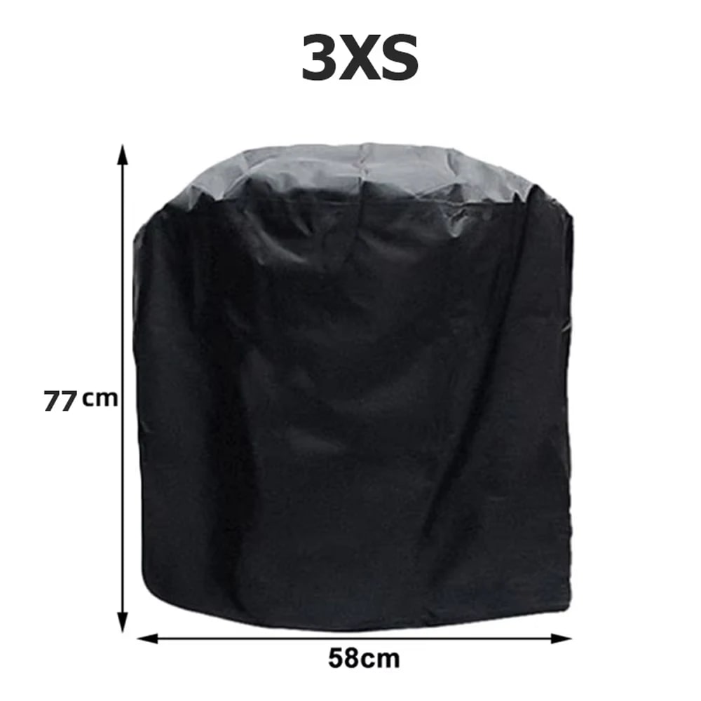 Black Polyester BBQ Cover, Waterproof Outdoor Grill Cover with Drawstring, Multiple Sizes - 58x77cm
