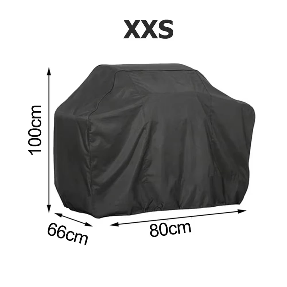 Black Polyester BBQ Cover, Waterproof Outdoor Grill Cover with Drawstring, Multiple Sizes - 66x80x100cm