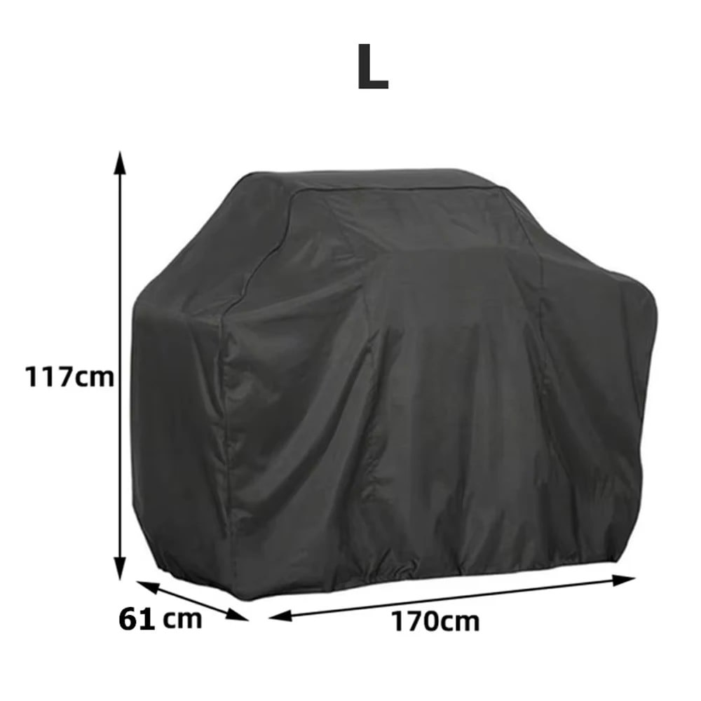 Black Polyester BBQ Cover, Waterproof Outdoor Grill Cover with Drawstring, Multiple Sizes - 61x117x170cm