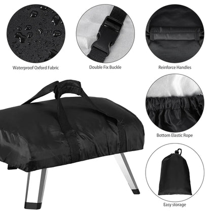 Pizza Oven Cover, Black Oxford Fabric, Waterproof UV-Resistant, For Ooni Koda 12 or 16