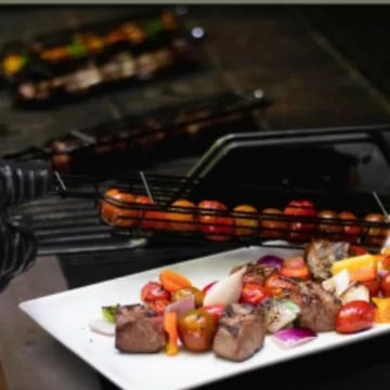 Portable BBQ Grilling Basket, Non-Stick Metal, 49cm, Yellow or Red
