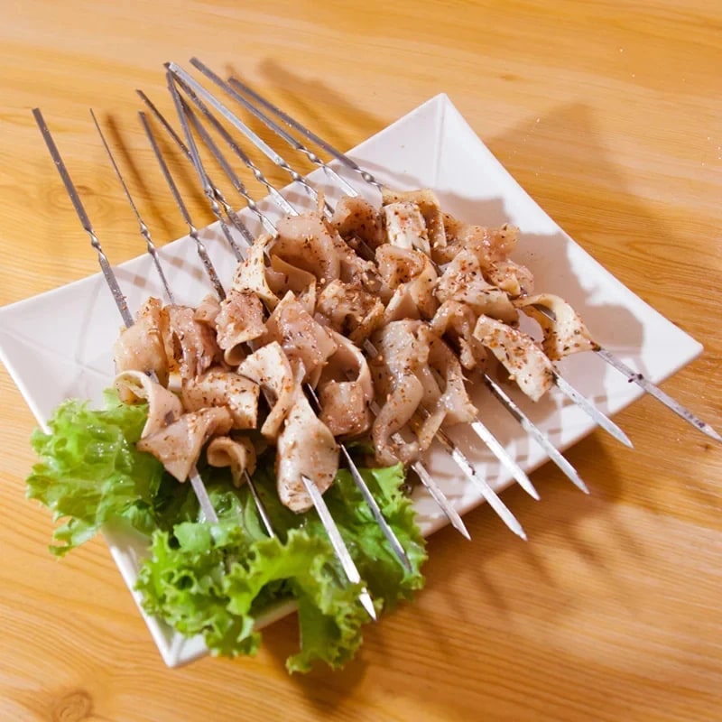 Stainless Steel BBQ Skewers, Reusable Kebab Forks, 28cm or 33cm, 5 to 25 Piece Sets