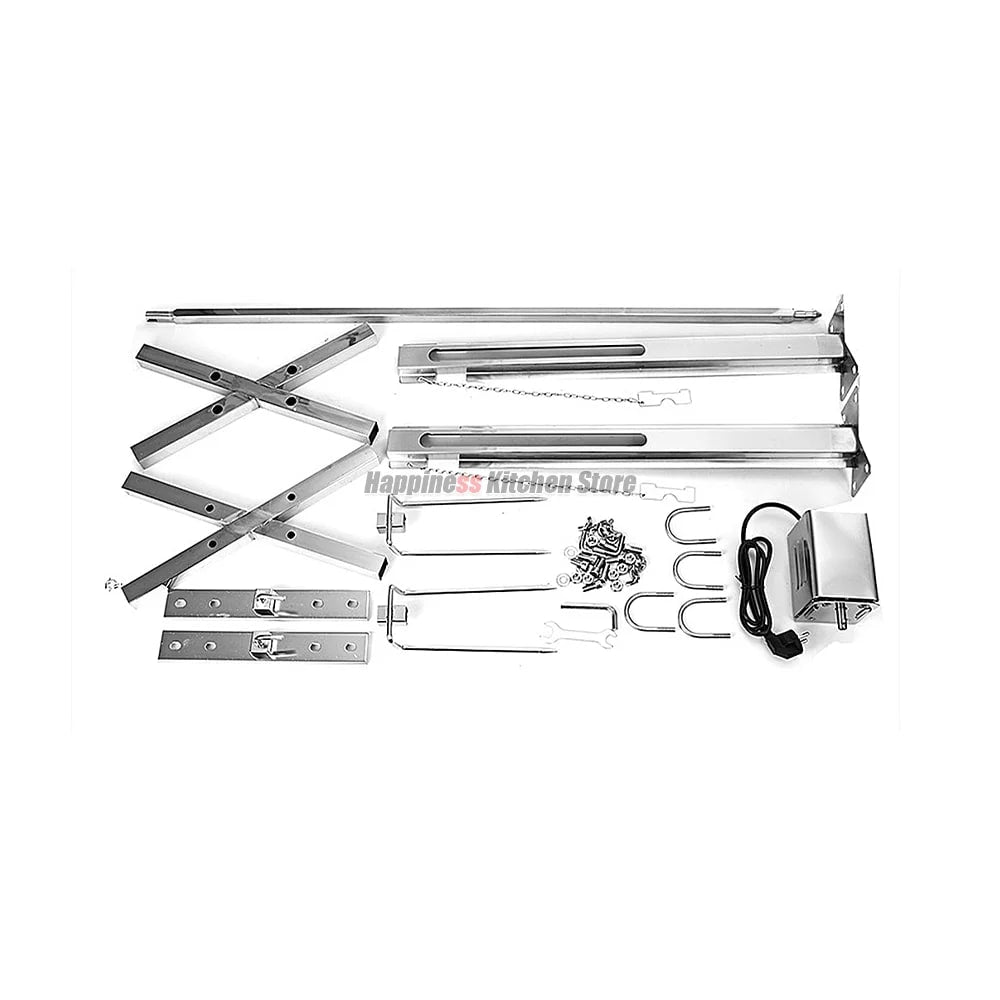 Electric Stainless Steel Rotisserie Grill Bracket Kit, 25W, 40kg Capacity, UK Plug Option