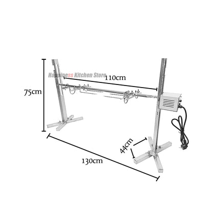 Electric Stainless Steel Rotisserie Grill Bracket Kit, 25W, 40kg Capacity, UK Plug Option