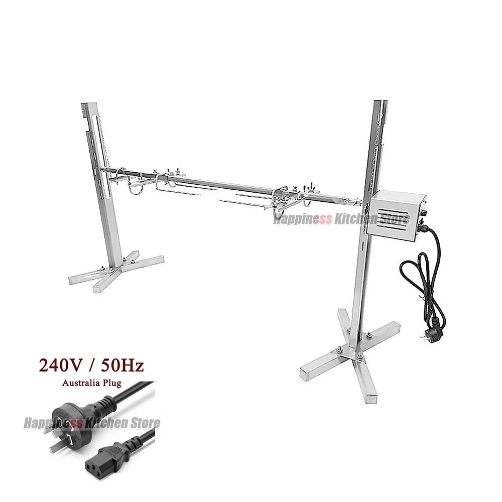 Electric Stainless Steel Rotisserie Grill Bracket Kit, 25W, 40kg Capacity, UK Plug Option - 240V 50hz AU plug