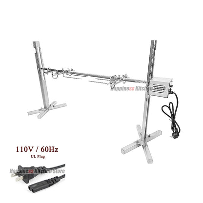 Electric Stainless Steel Rotisserie Grill Bracket Kit, 25W, 40kg Capacity, UK Plug Option - 110V 60hz