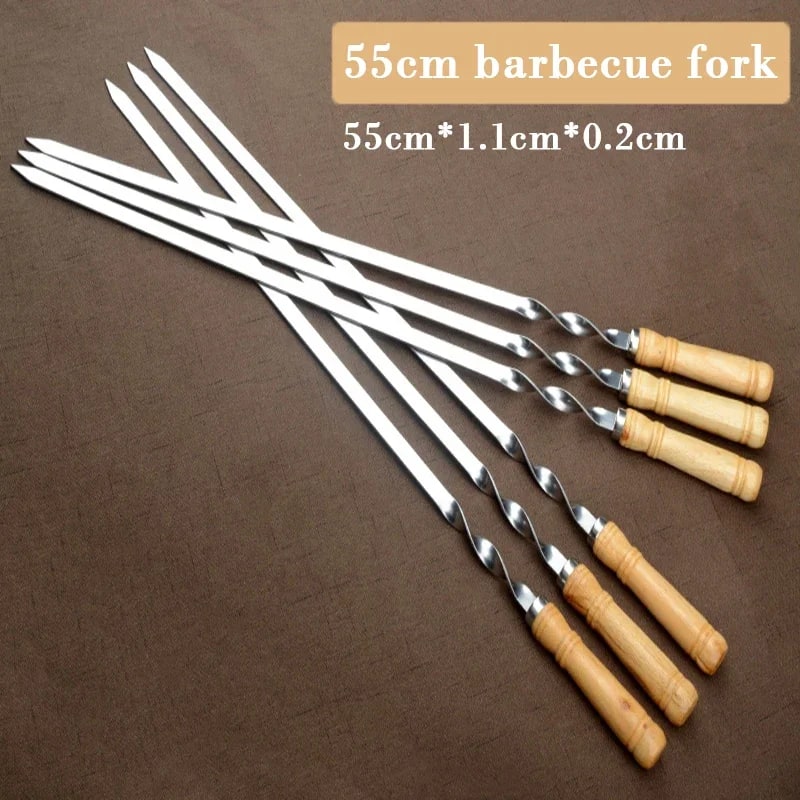 Flat BBQ Skewers with Wooden Handles, 6 Pack, 55cm or 45cm