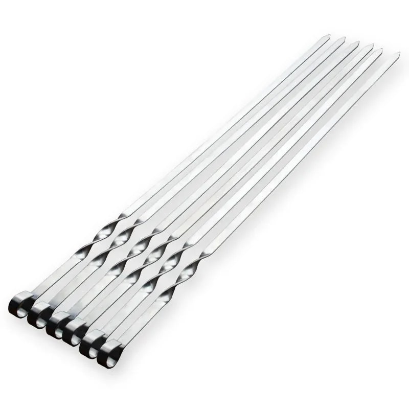 Flat BBQ Skewers with Wooden Handles, 6 Pack, 55cm or 45cm