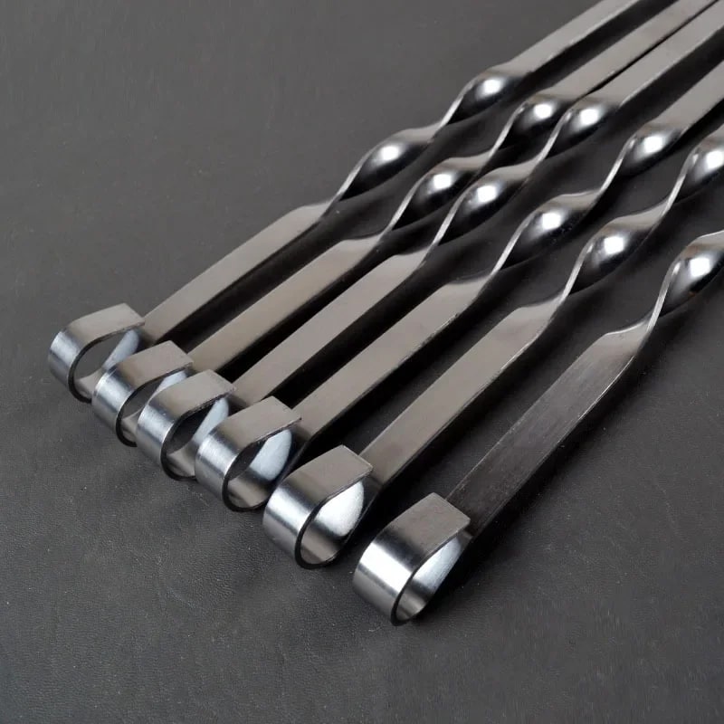 Flat BBQ Skewers with Wooden Handles, 6 Pack, 55cm or 45cm